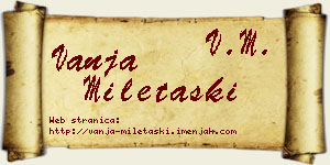 Vanja Miletaški vizit kartica